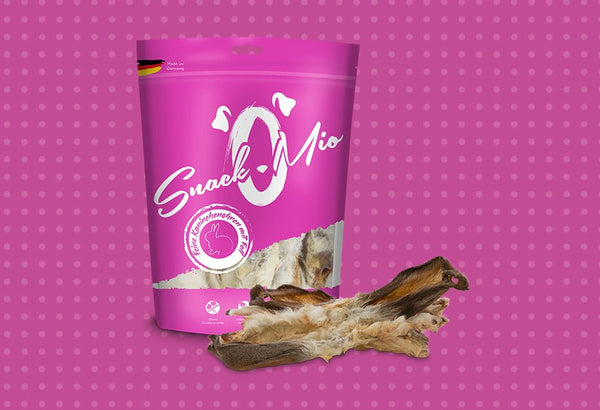 SnackOMIO - Feine Kaninchenohren mit Fell - BARFTIER - www.barftier.de
